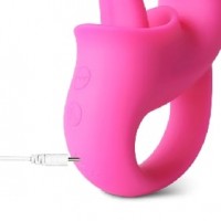  Vibrator with Vibrating Tongue 10-Speed Silicone PINK